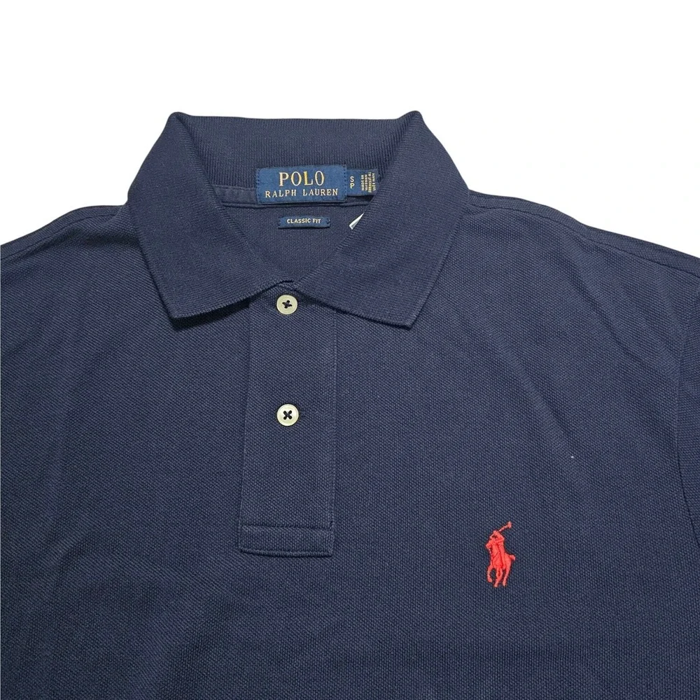 Polo Ralph Lauren Mens Classic Fit Long Sleeve Cotton Mesh Polo Navy Blue S NWT